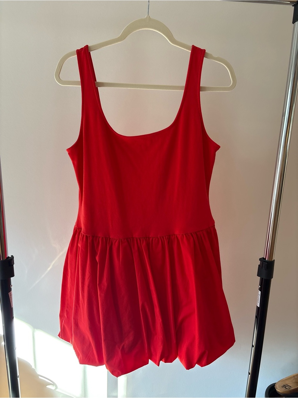 Mango Red Bubble Hem Dress